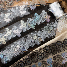 PET胶带 蕾纱梦境系列复古烫银蕾丝手帐边框装饰素材贴