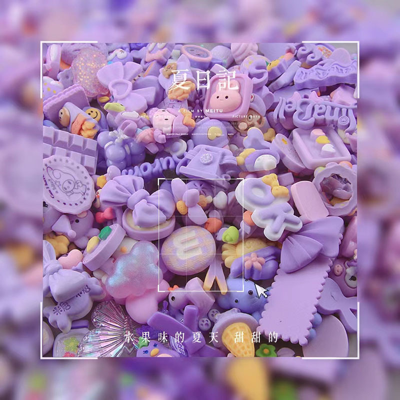 Purple Blend Random Resin Cream Glue Phone Case Head String Hair Card Accessories Diy Factory Wholesale Cup Stickers Application Scenario