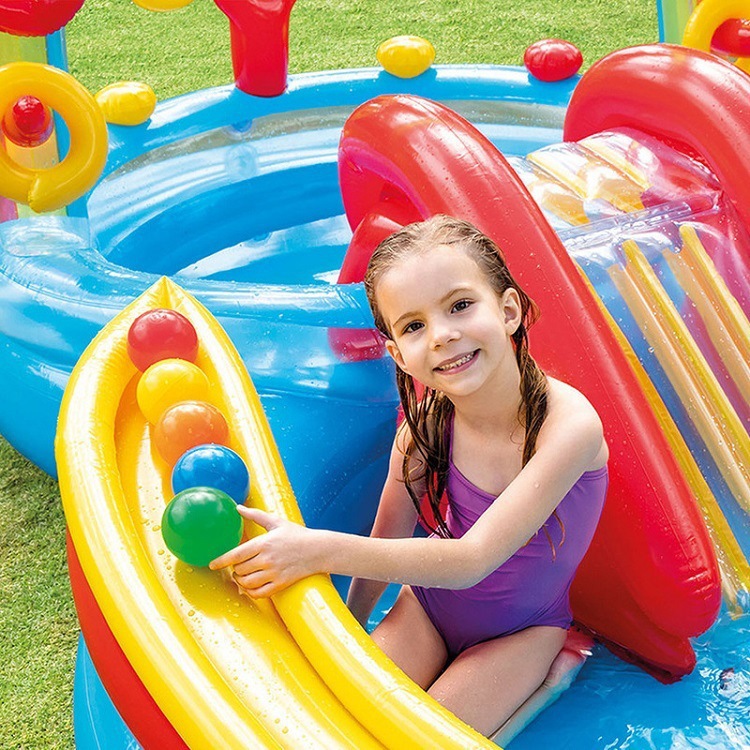 INTEX57453 figure-eight Rainbow Slide, Park Pool slide, Water Spray Children's pool, Summer swimming pool details Picture