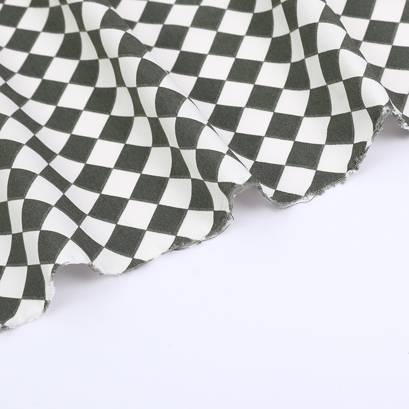 Fashionable checkerboard black and white checkered fabric, diamond-shaped checkered shirt fabric, regular checkered clothing, four-sided elastic polyester fabric flat Specification image