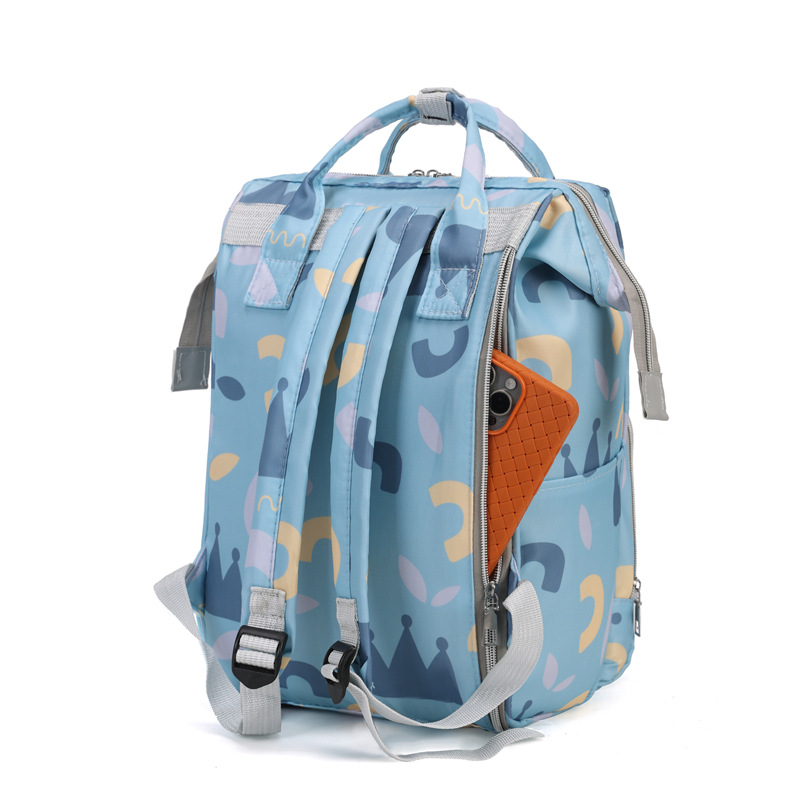 New Mom bag, patterned double-shoulder mother and baby bag for going out, large-capacity baby bottle insulated back bag, rear zipper mom bag Specification image