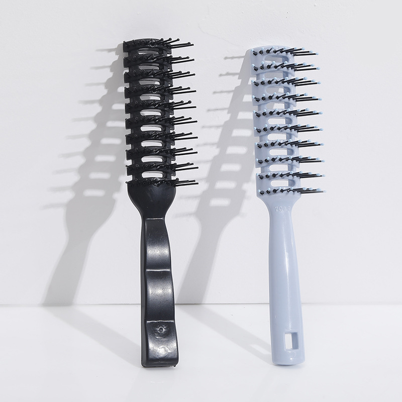 Hollow rib comb non-slip massage comb PP black hair comb Amazon hair comb manufacturers thumbnail