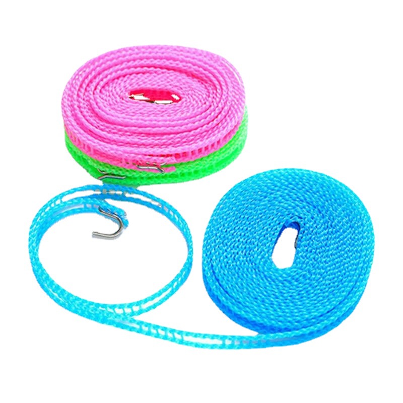 New extended hooked clothes drying rope, 3-meter and 5-meter windproof clothes drying rope, grid-style drying rope, outdoor nylon rope Item Picture