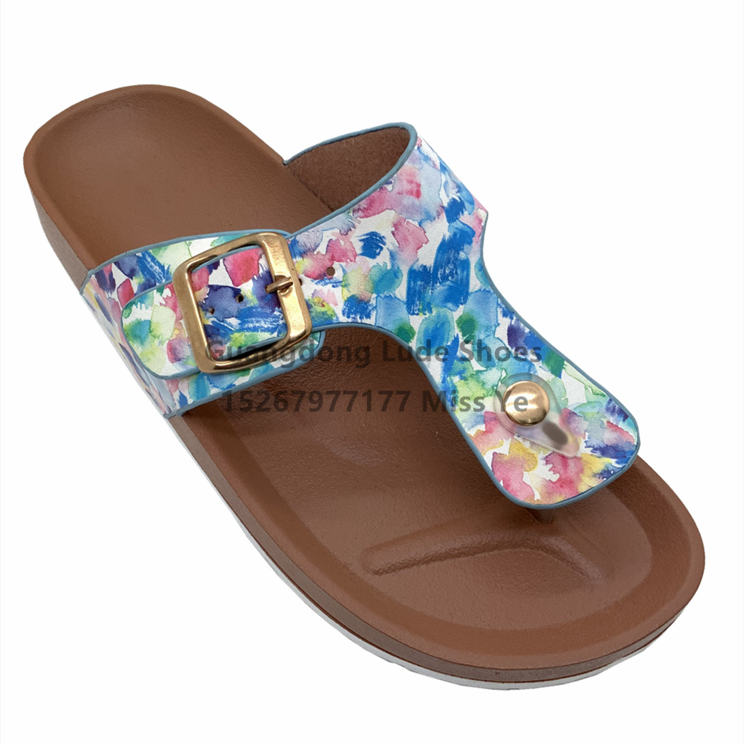 Summer New Women's Platform Slippers T Type Flower Slippers Outside To Wear Craft Shoes Guangzhou Women's Shoes Leisure All Drag Item Picture