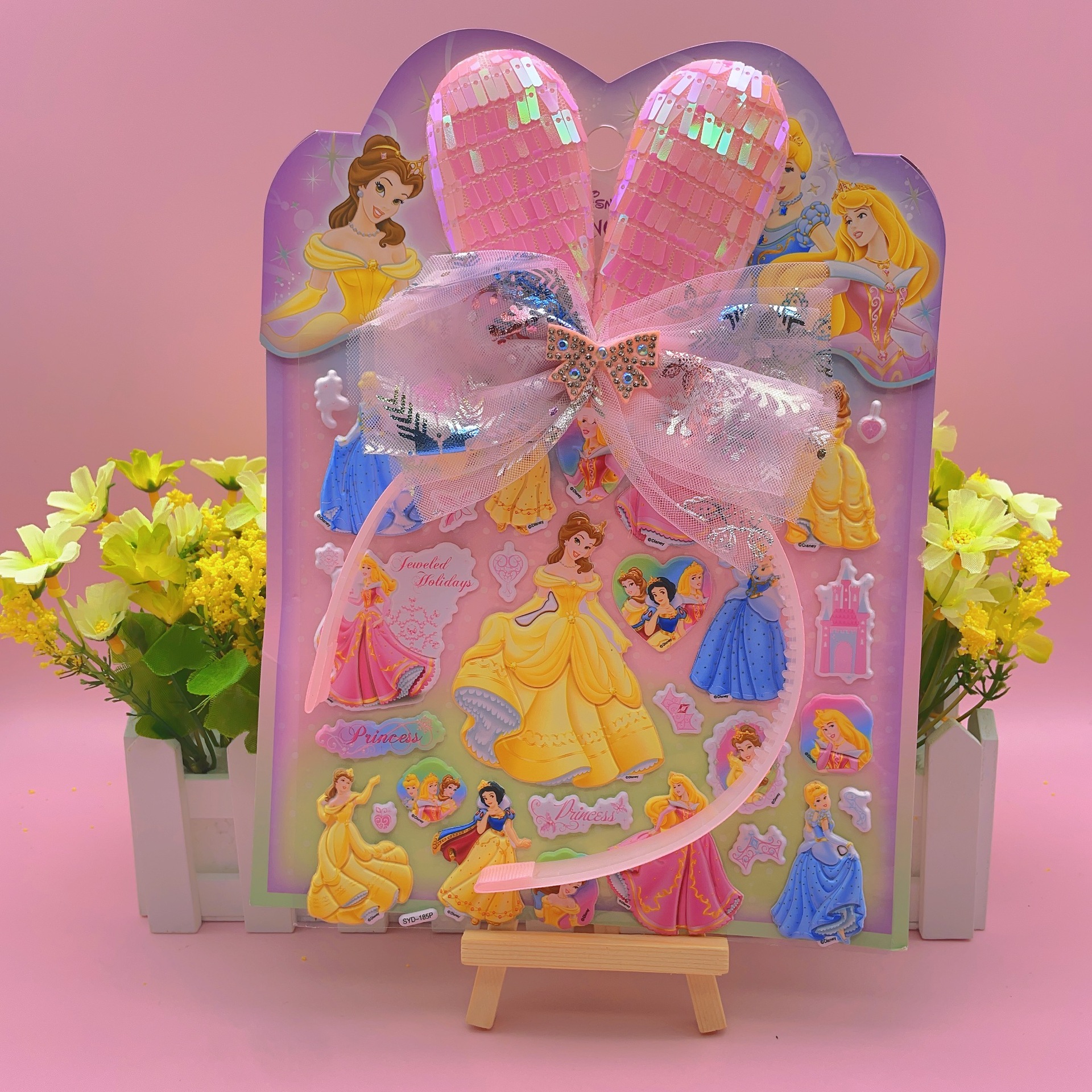 Children's Cartoon Bubble Paste Kindergarten Reward Early Education Creative Headband Paste Girls Hibiscus Skin Sticker Series Wholesale Specification drawing