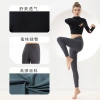 Zipper T-shirt, women's yoga wear, European and American round-neck slimming sports top, long-sleeved fitness short style Item Picture