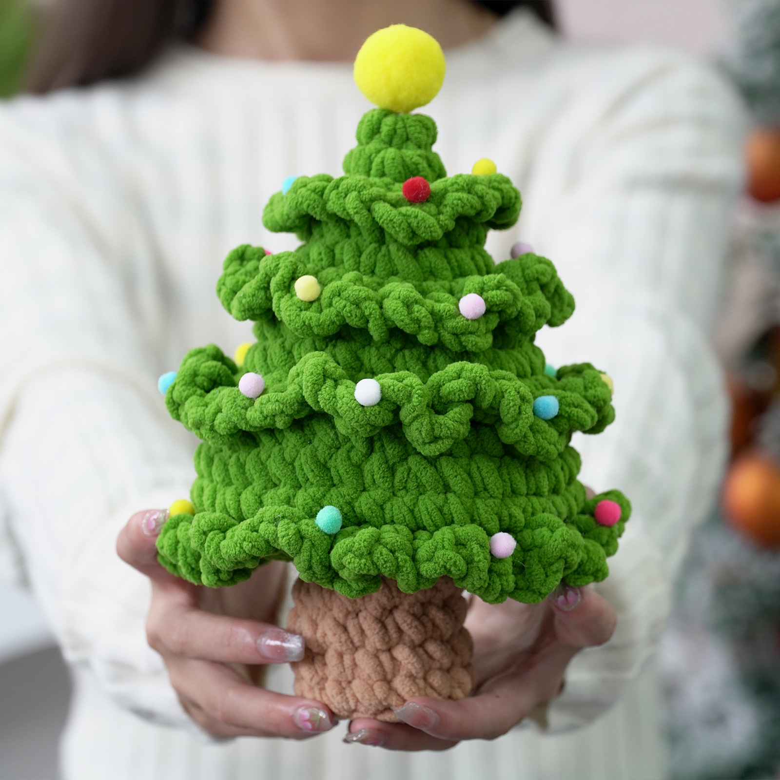 Handmade diy Christmas tree Amazon new English description Crochet material wrapped ice lolly thread Christmas gift