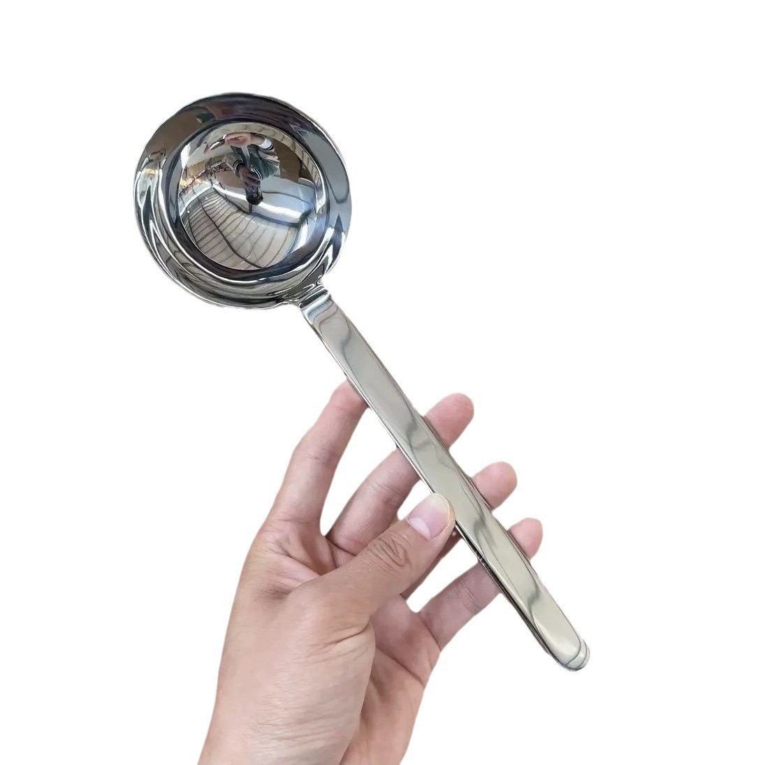 Big Head Soup Spoon 304 Stainless Steel Short Handle Large Round Spoon Drink Soup Porridge Spoon Household Spoon Meal Spoon Rice Noodle Spoon Item Picture