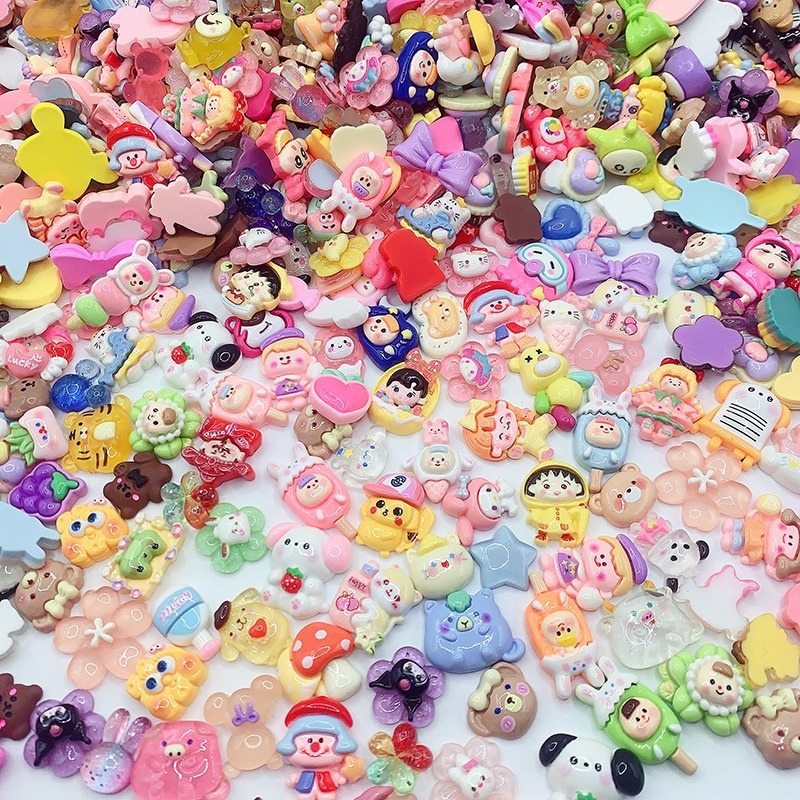 混款卡通批发树脂饰品配件 diy手机壳奶油胶发卡头绳手工发夹贴片详情图5