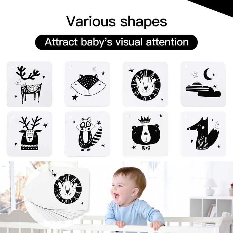 Black and white cards for early education of infants, visual stimulation cards for newborns, and toys for infants aged 0 to 3 months to follow and gaze details Picture