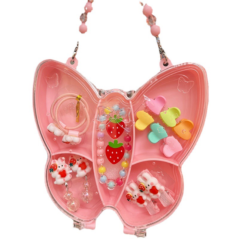 Children's Necklace Earring Set Crystal Resin Girl's Adornment Girl's Princess Handbag Set Jewelry Wholesale Item Picture