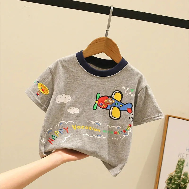 100% pure cotton short-sleeved T-shirt for children, pure cotton half-sleeved shirt for boys and girls, 2023 summer new children's trendy brand top 8 details Picture