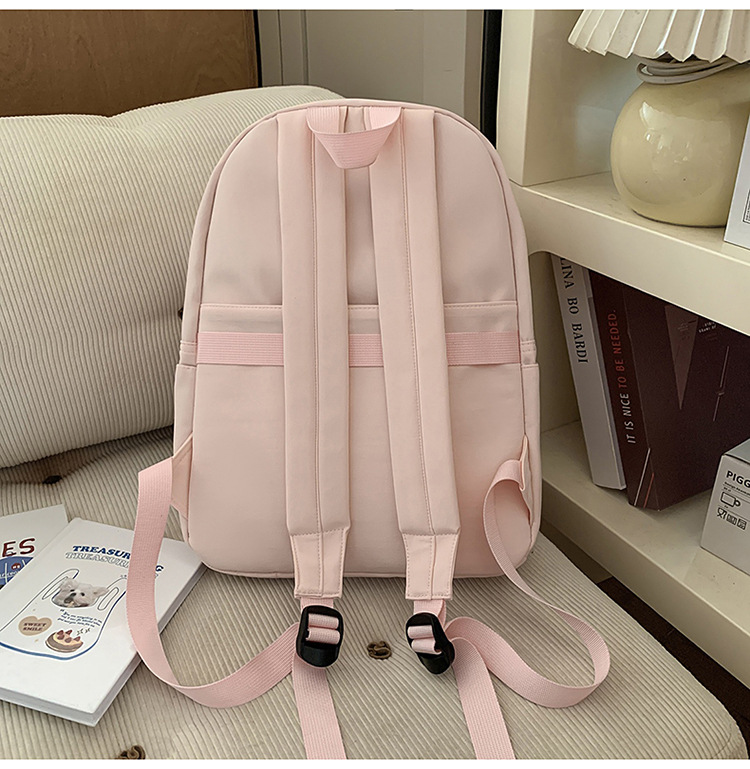 书包女ins 小清新高中生双肩包女纯色少女旅行背包男耐磨休闲背包详情40