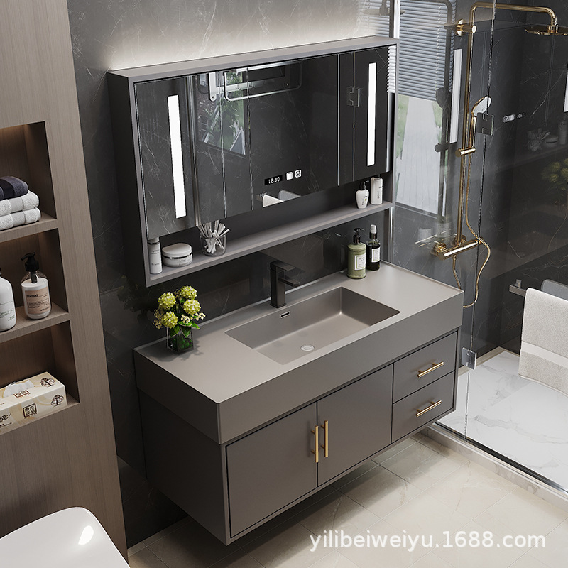 Manufacturers Direct Bathroom Cabinet Combination Simple Solid Wood One Basin Face Wash Basin Toilet Washing Table Bathroom full figure