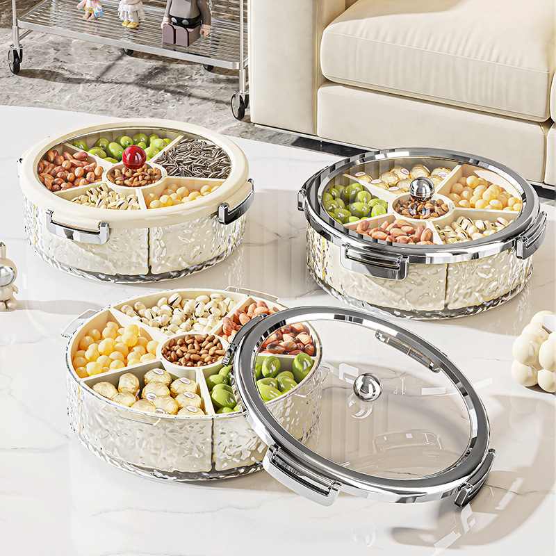 Home living room advanced division with cover dry fruit tray candy storage box multi-layer transparent light luxury gifts sealed moisture-proof details Picture