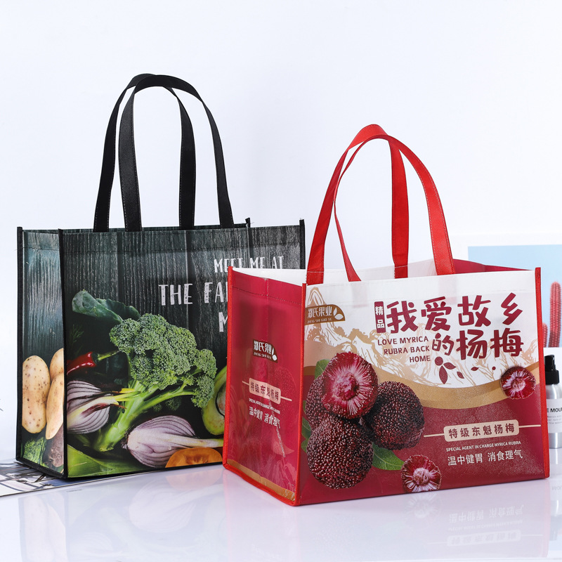 外卖无纺布袋彩印横款覆膜手提袋鞋服购物立体袋食品打包无纺布袋