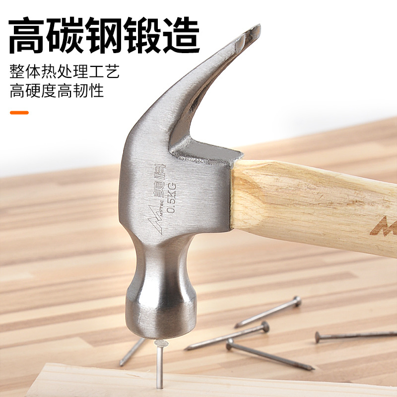Hammer tools, household iron hammers, wooden handles, ram's horn hammers, nail hammers, small hammer heads, hammer handles, striking hammers, special steel, mini woodworking details Picture