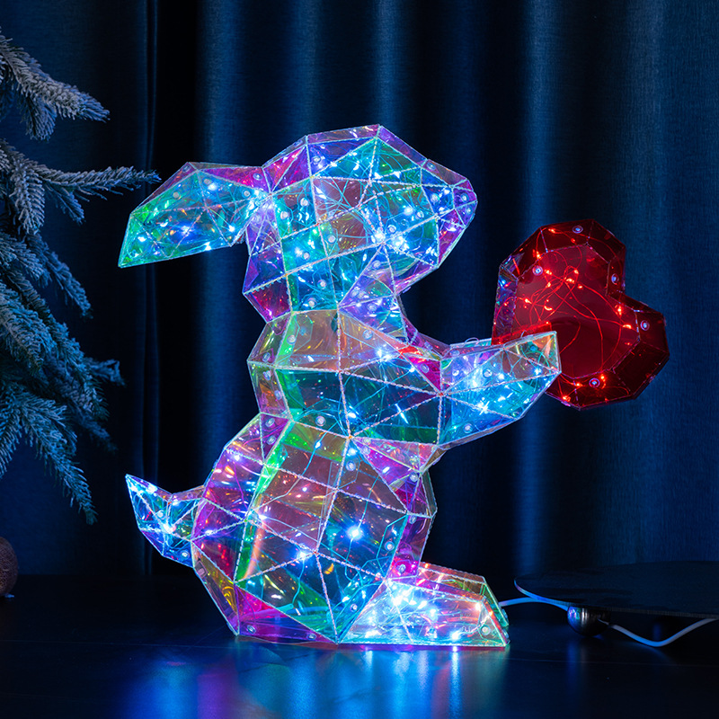 Net Red Bright Light Small Embrace Rabbit Tanabata Graduation Season Gift Creative Ground Stalls Create Gift Atmosphere Lamp Decoration details Picture