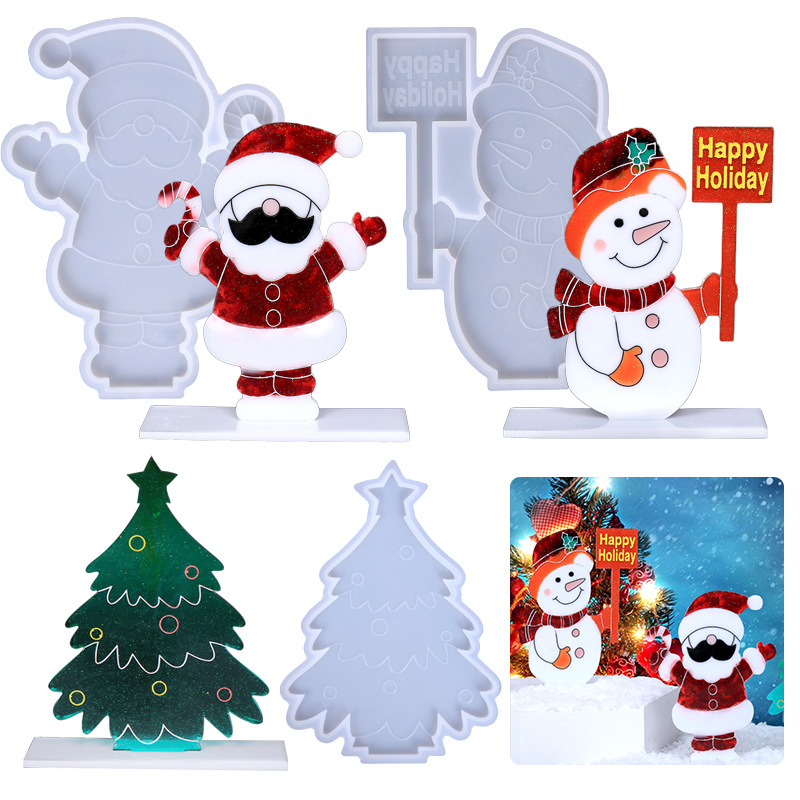 diy glue mold Christmas ornaments Silicone mold Christmas snowman Christmas tree ornaments