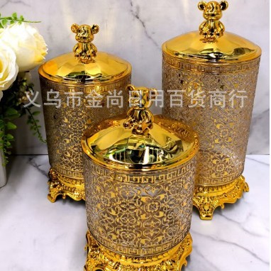 Creative candy sealed cans, snack storage boxes, plastic transparent bear caps, sealed cans with drag tables Specification drawing