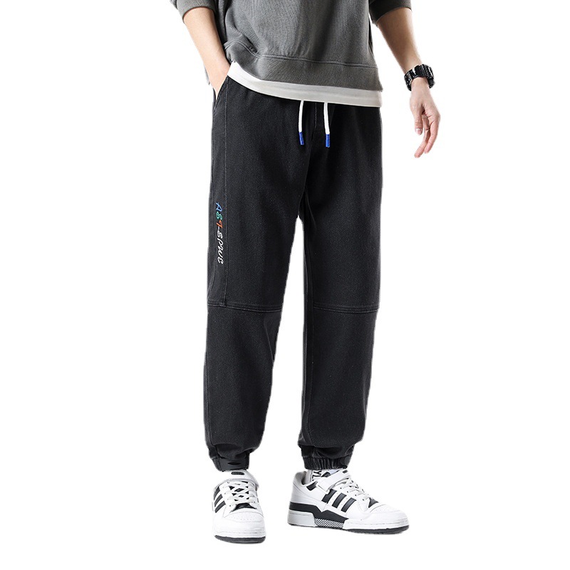 Men's loose jeans, autumn men's stretch casual and versatile cargo pants, Korean style trendy Harlen tapered long pants Item Picture
