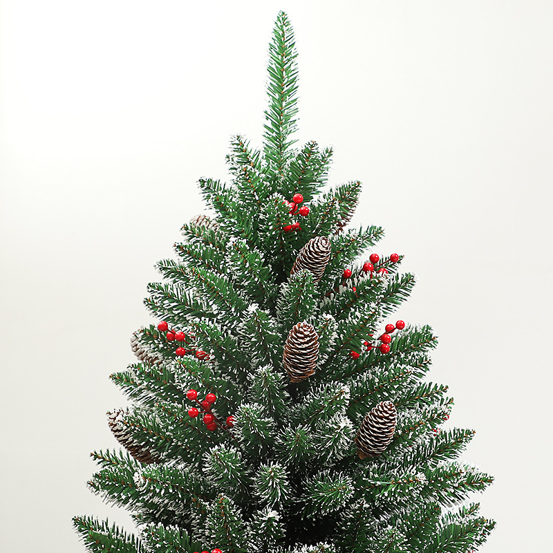 Amazon New White Pointed Red Fruit Green Christmas Tree Custom Processing Source Factory Green Pvc Bare Tree Specification drawing