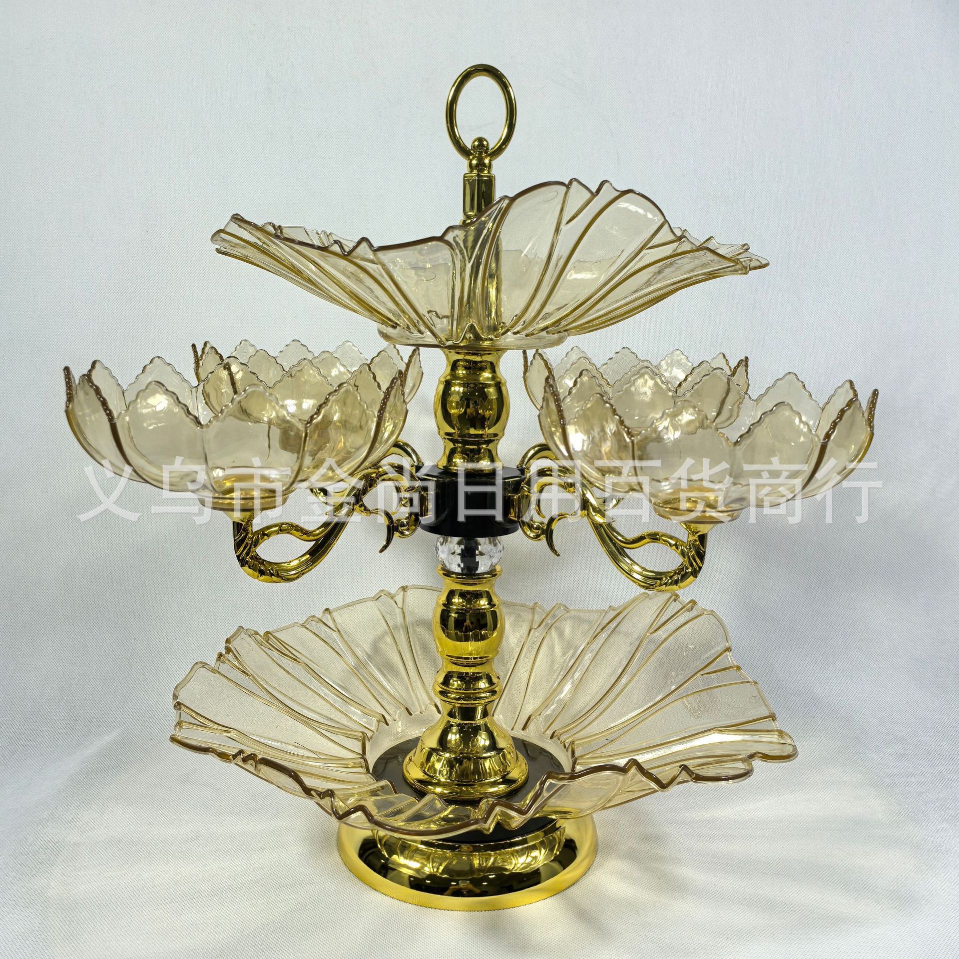 Living room coffee table, fruit plate, candy, dried fruit plate, large fruit plate, high-end feel, light luxury style, European-style rotating fruit plate Specification drawing