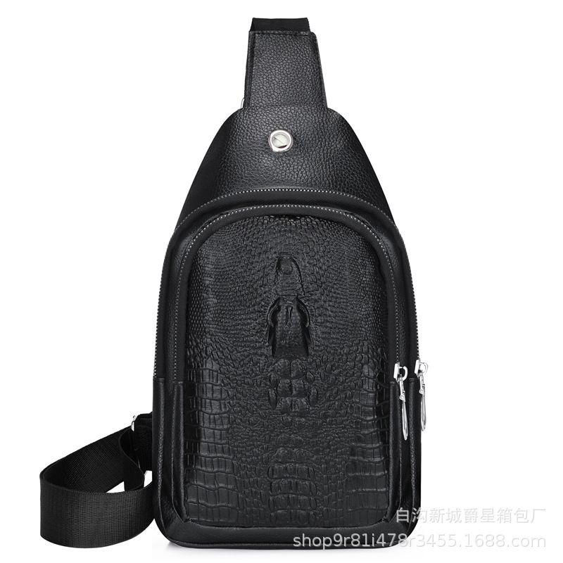 2023 New Men's Crocodile Chest Bag Trend Fashion Casual Crossbody Bag Pu Sport All Match Lightweight Chest Bag Specification drawing