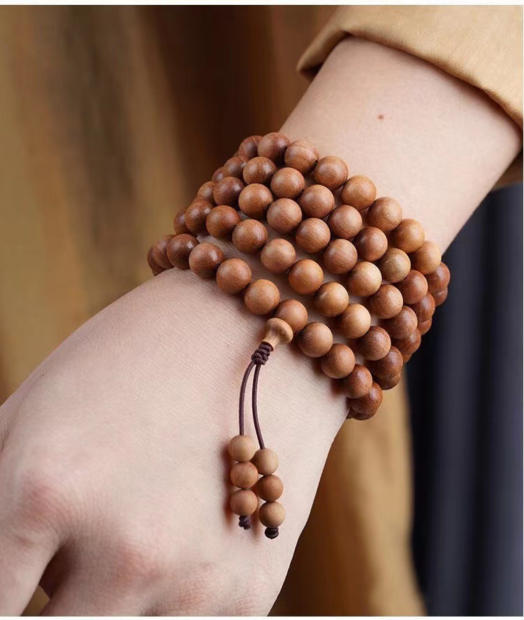 Genuine Old Mountain sandalwood bracelet with loose beads, DIY sandalwood round beads, 108 sandalwood bead bracelet, Buddhist beads pic 5