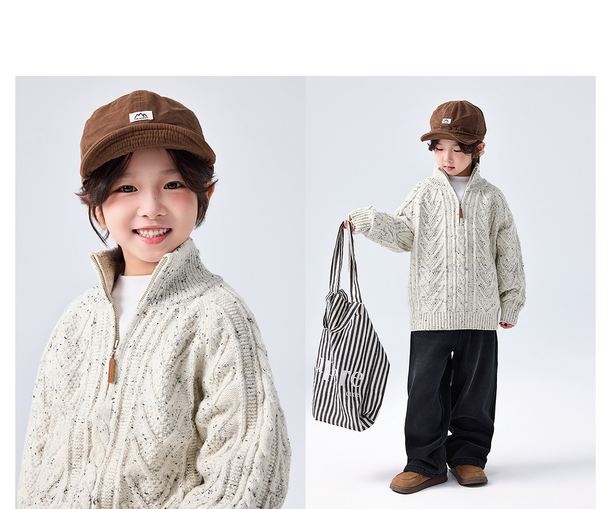 童装男童彩点毛衣2025冬季新款儿童半开衫加厚衣服大童秋冬上衣潮详情23