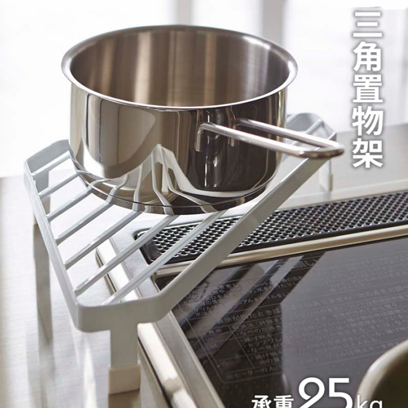 Metal rack, kitchen pot rack, triangular storage rack, anti-scald countertop, corner rack, household multi-functional storage rack details Picture