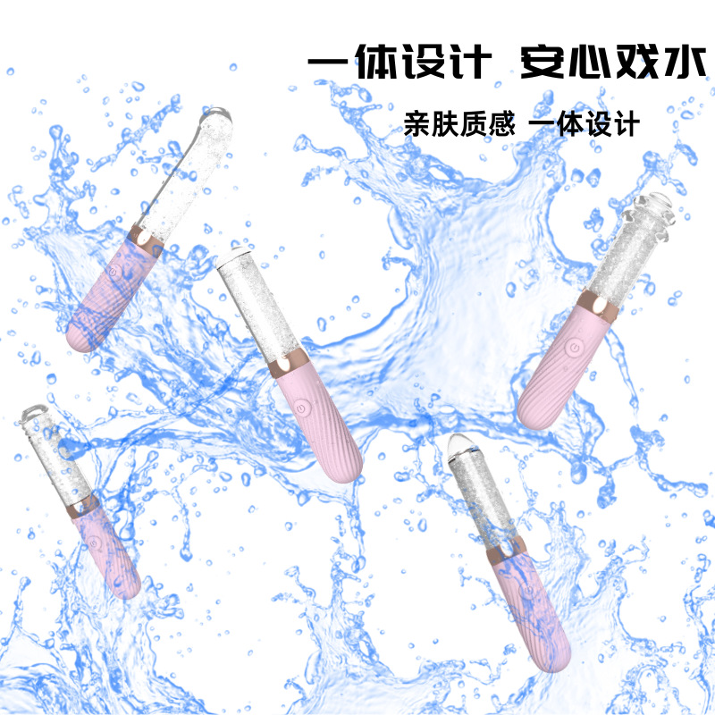 Adult sex glass perforated pink anal plug masturbation stick, suitable for both men and women, front and back Specification drawing