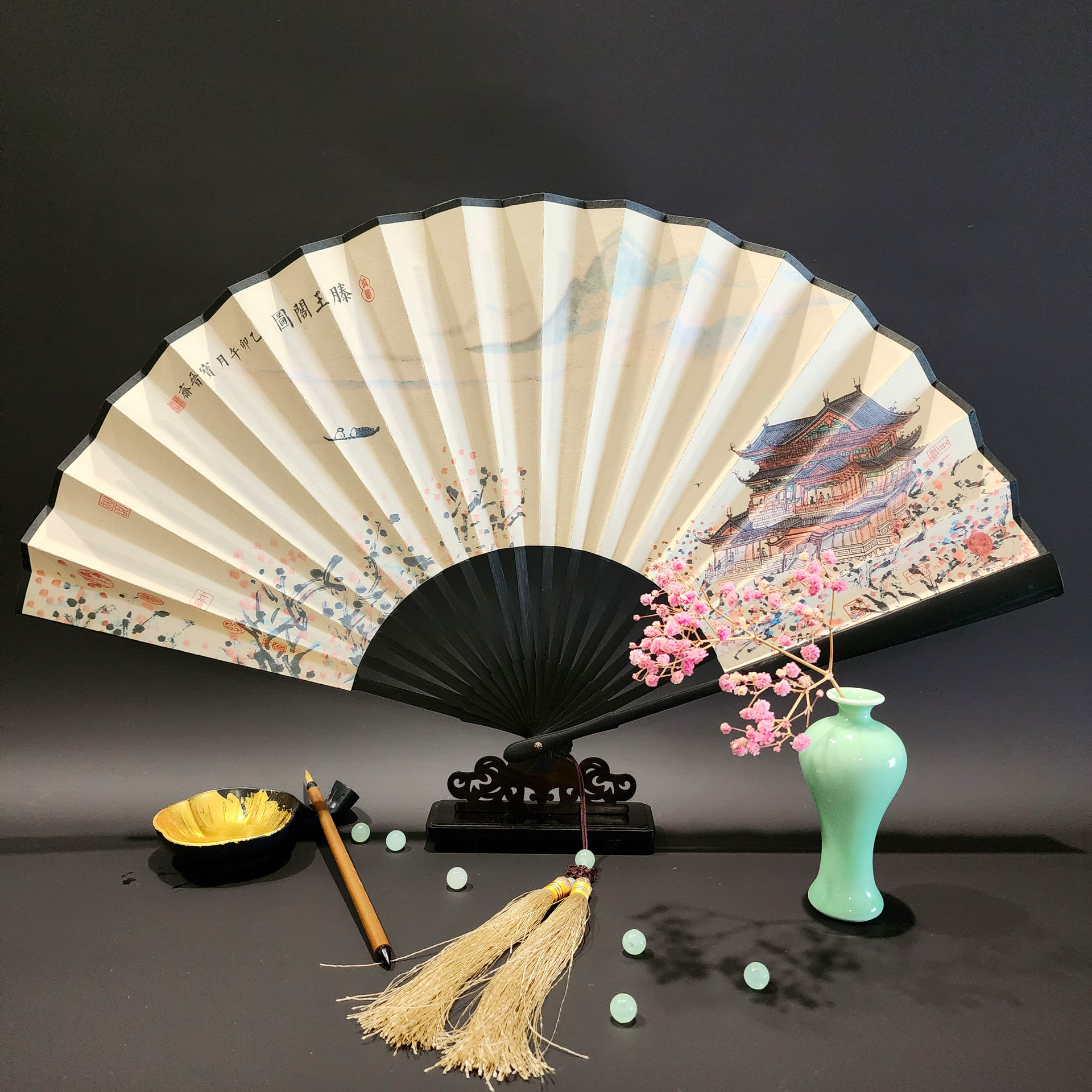 9寸扇子中国风男扇古风扇子折扇汉服小礼物扇子定制男扇子绢扇