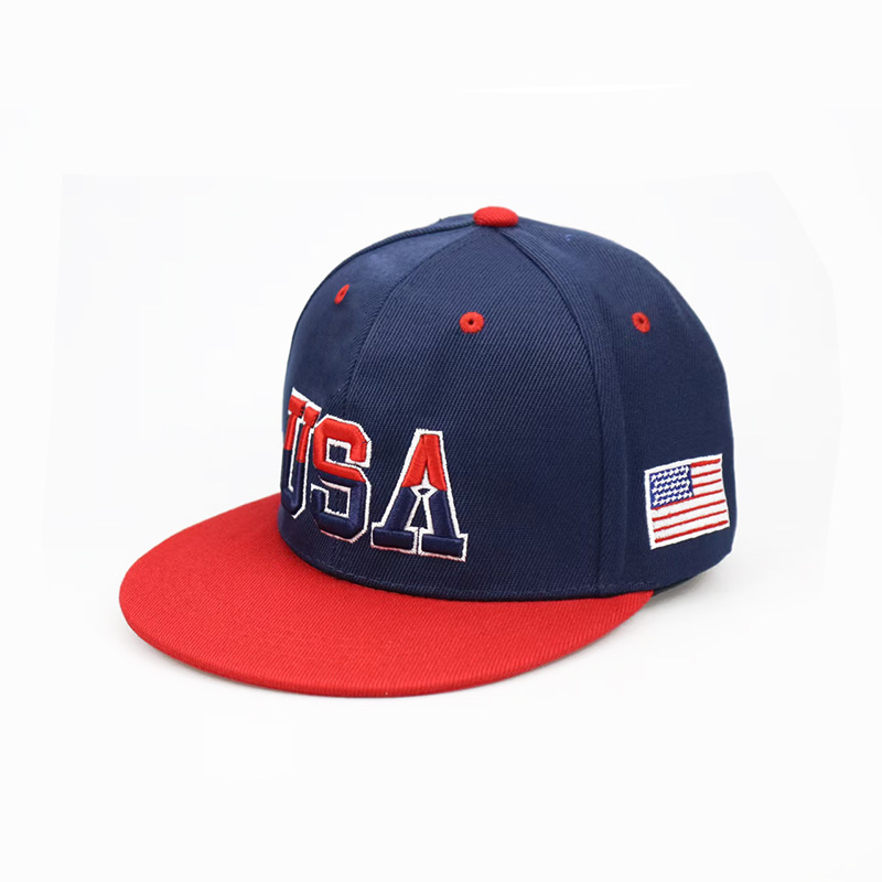 Amazon TEMU cross-border USA letter-embroidered hip-hop hat, street dance wide-brimmed, personalized and fashionable trendy hat, flat-brimmed hat Specification image