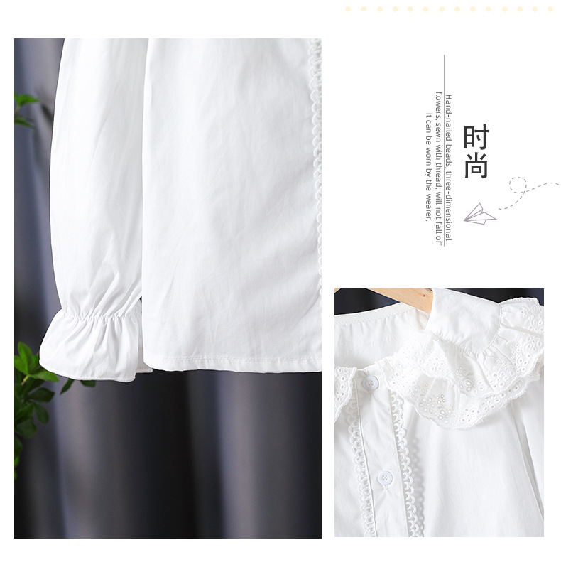 高档女童白色衬衣2026春秋新款儿童长袖全棉衬衫学院风上衣中大童详情11