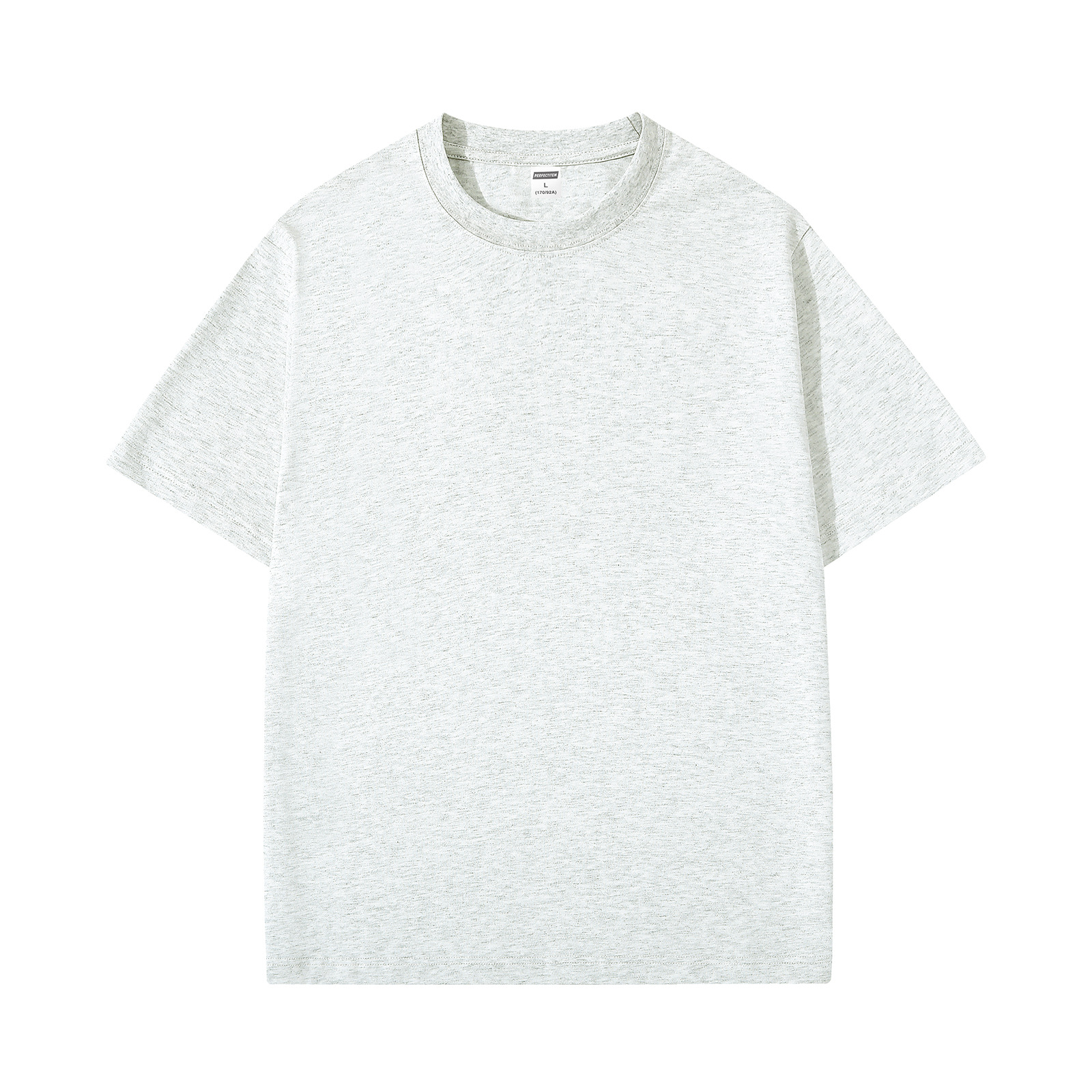 230g full-shoulder round-neck short-sleeved men's T-shirt, trendy antibacterial summer solid-color top and work clothes for export wholesale details Picture