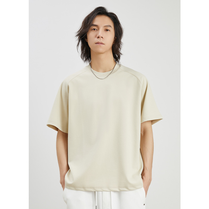 Lycel tencel pound camiseta hombre manga raglan cuello redondo top verano hielo seda media manga details Picture