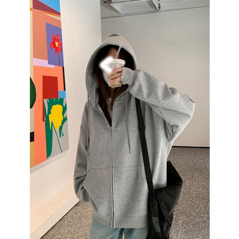 SHU fit and lazy hoodie mujer otoño 2022 nuevo holgado khaki zip cardigan coat marea! Specification image