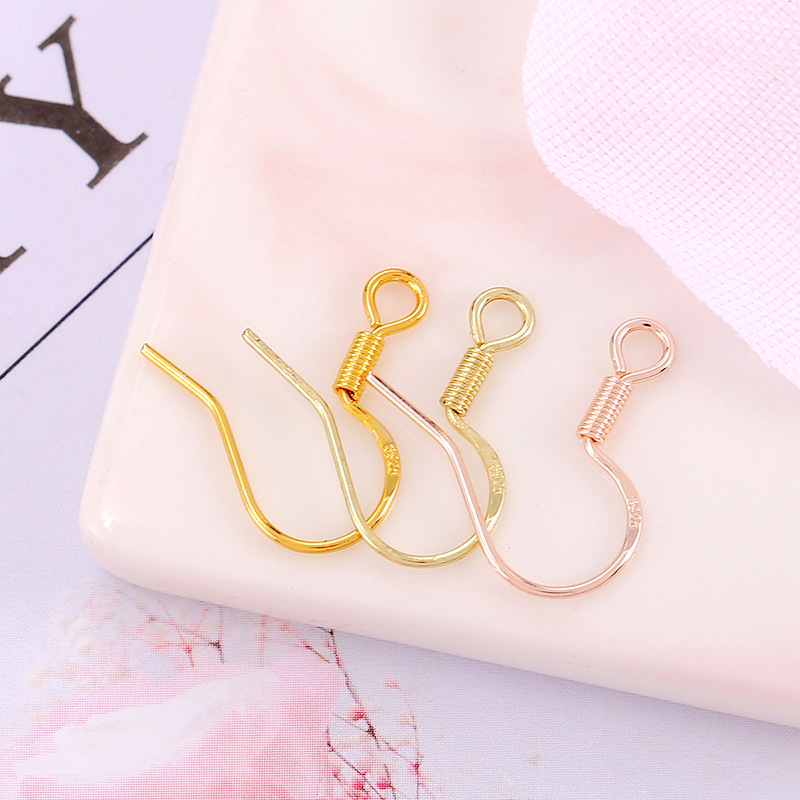 Color-preserving 925 silver ear hook anti-slip earrings, 18K gold-plated ear hook ear buckle accessory, DIY silver ear accessory details Picture