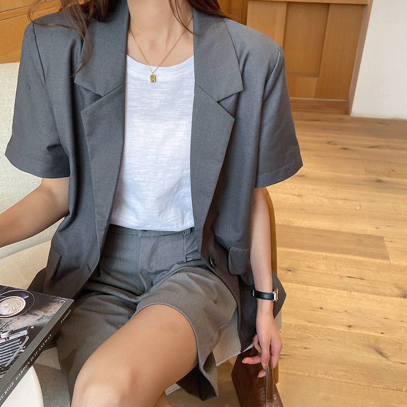 Spring 2025 new bamboo joint short-sleeved shirt for women, loose white base layer, half-sleeved top, round neck base layer Specification image