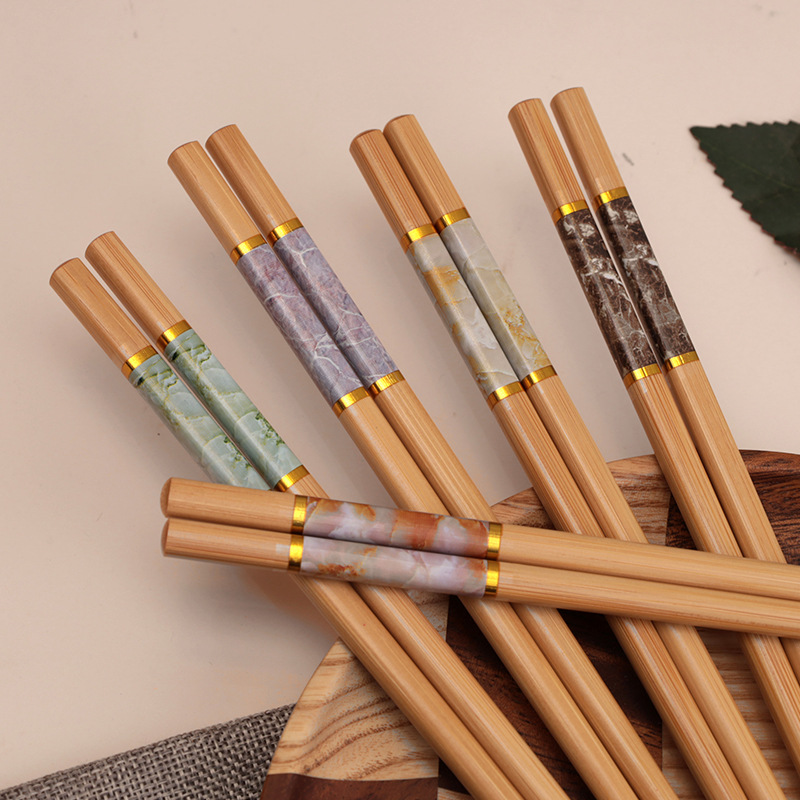 健康楠竹 筷子家用5-10双装成人长防霉一人一筷防滑 家人竹木筷子