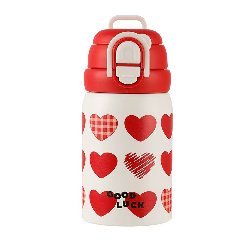 Wholesale large-capacity children's cute water cups, food-grade portable handle cups, student direct drinking thermos cups, and spouts Item Picture