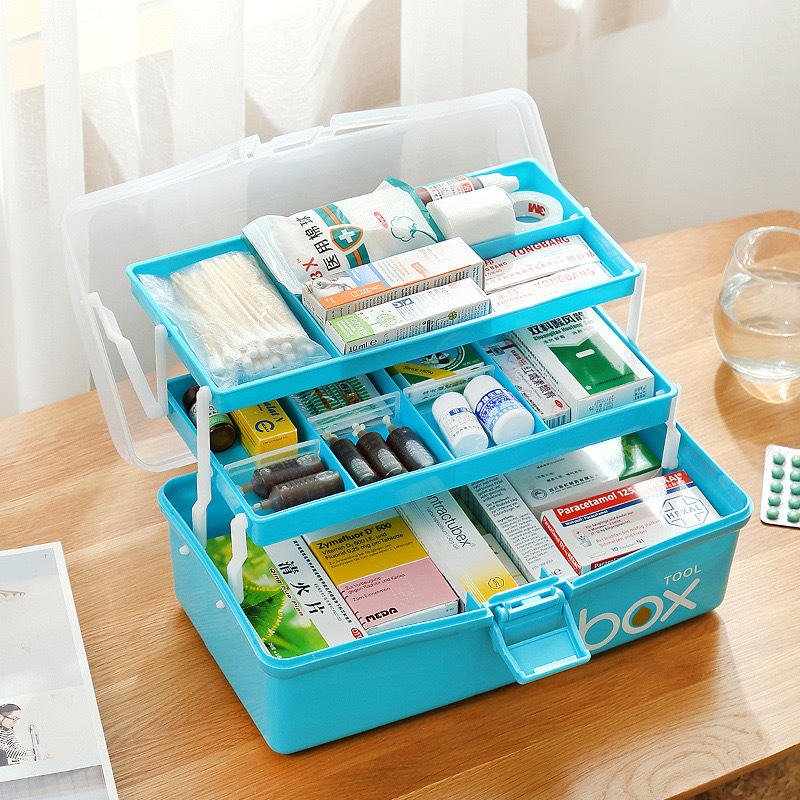 Household medicine box size multi-layer emergency medical box Nail art painting toolbox portable storage box Specification drawing