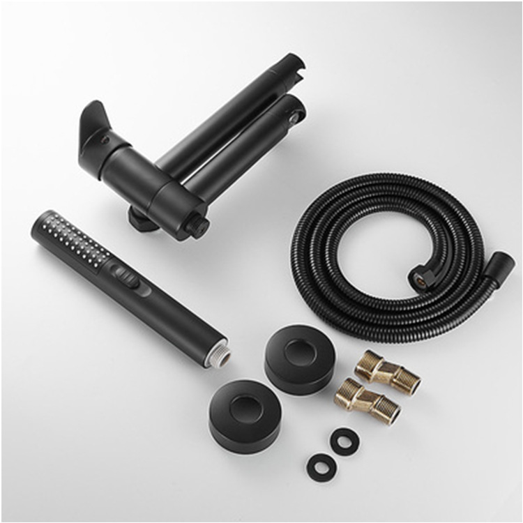 In-Wall Bathtub Faucet Hot And Cold Shower Faucet Shower Head Mixed Valve Switch Simple Set Black Bathroom Brass Application Scenario