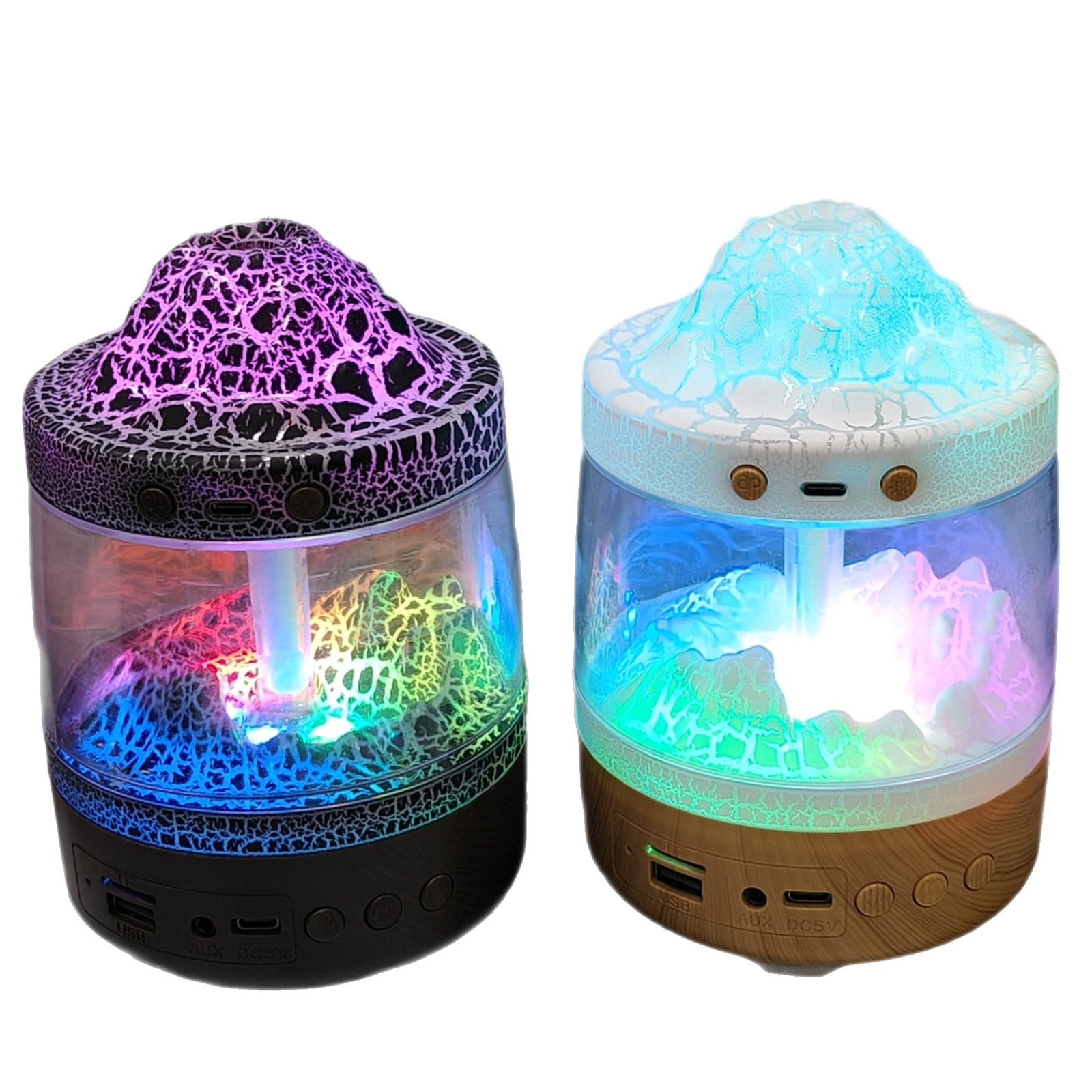 The new cracked wood grain Bluetooth audio humidifier and aroma diffuser is a portable home and office aroma diffuser humidifier Item Picture