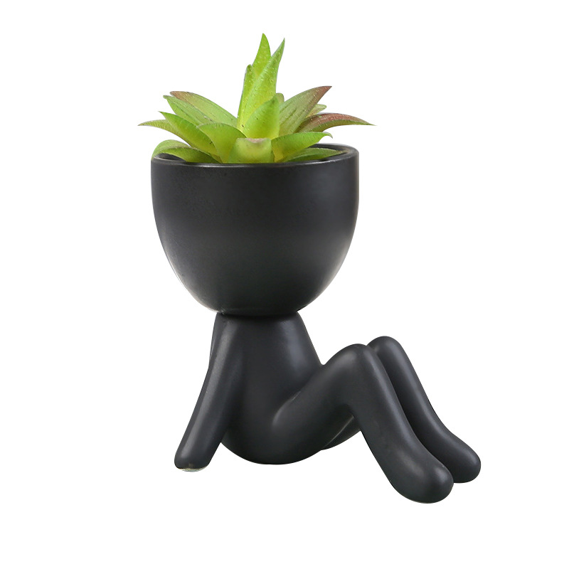 Nordic succulent plant flowerpots, succulent personalized and creative ceramic ornaments, simple office handicrafts, lazy person's potted plants Item Picture