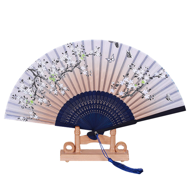 Folding Fan Bamboo Ancient Style Fan Hanfu Chinese Style Small Fan A Smile Fan Student Gift Fan Item Picture