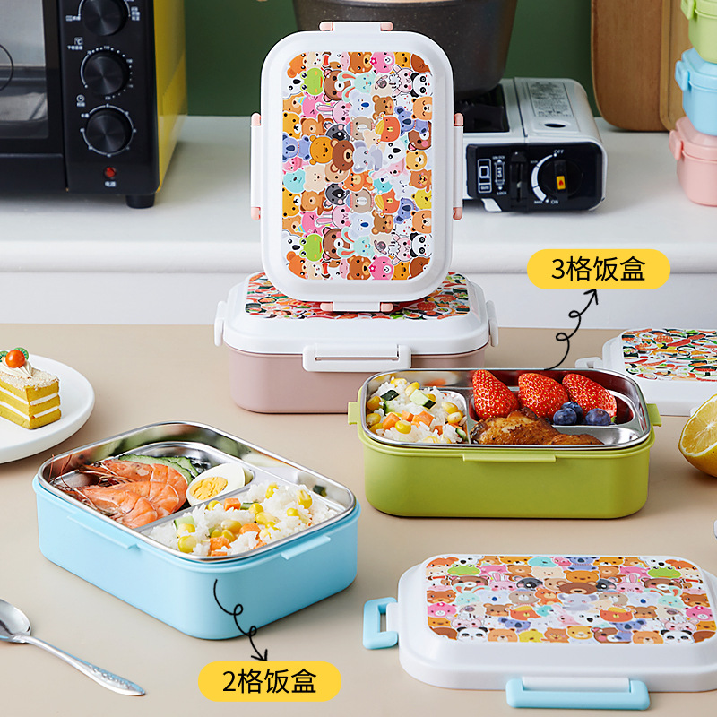 不锈钢饭盒学生餐盒便携上班族儿童便当饭盒微波炉专用饭盒不锈钢
