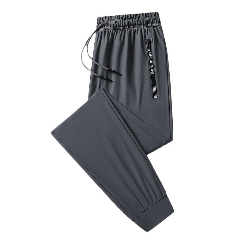 Ice Silk straight-leg casual drape Men's trousers 2024 new summer thin, loose, quick-drying, elastic sport plus-size pants Item Picture