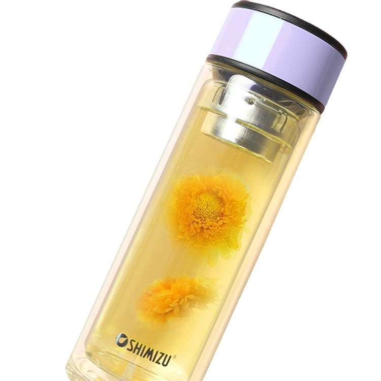 Shimizu Clear Water Teacup Women's Glass Double Insulated Green Tea Flower Teacup Personal Water Still Transparent Cup Item Picture
